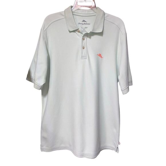 Tommy Bahama Polo men’s Shirt Golf Supima Marlin Fish Size Medium Mint Green - Picture 1 of 3